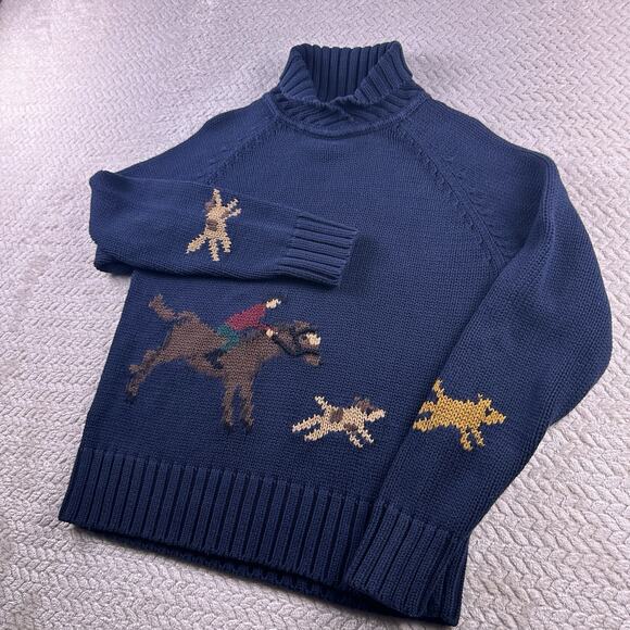 Pendleton Fox Hunt Chunky Collar Sweater Women’s Dogs Intarsia XL - Picture 9 of 16
